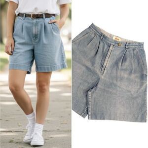 VTG 90s Talbots High Waist Light Wash Mom Jean Shorts Size 8 Petite